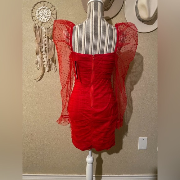 Red Swiss Dot Mini Dress - Picture 3 of 3